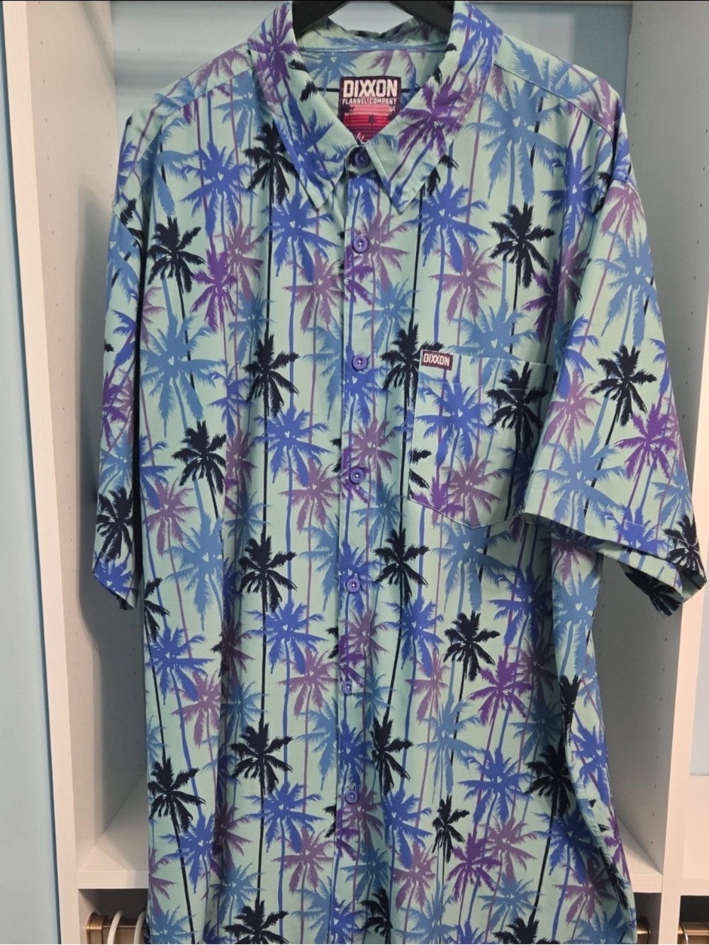 Dixxon Palisades Palm-Print Short Sleeve Party Shirt
